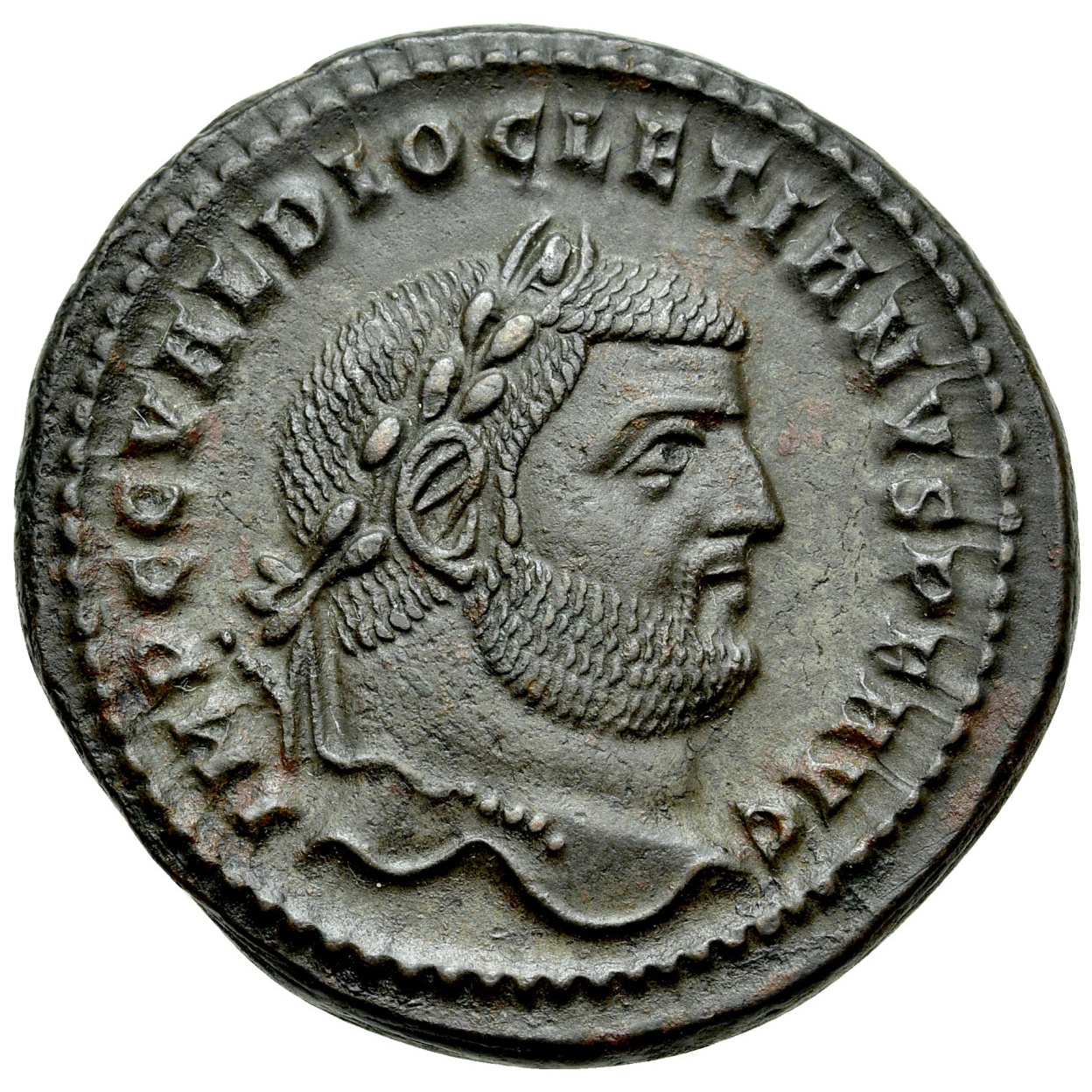 Obverse of coin related to Diocletian Follis