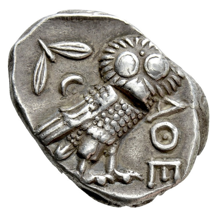 Reverse of coin related to The Pi-Style Athenian Tetradrachm